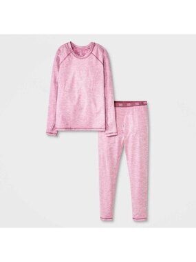 All in Motion Small 6-7 Mid-weight Youth Thermal Underwear Set Pink NEW
